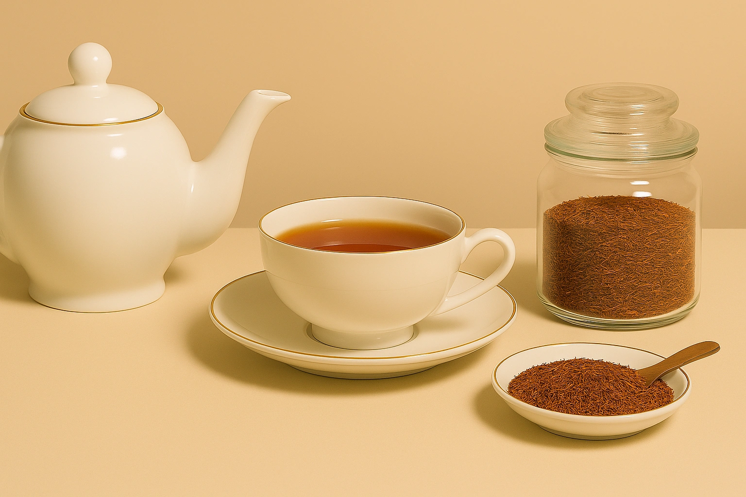 Rooibostee mit Teetasse und losem Tee - Hintergrund